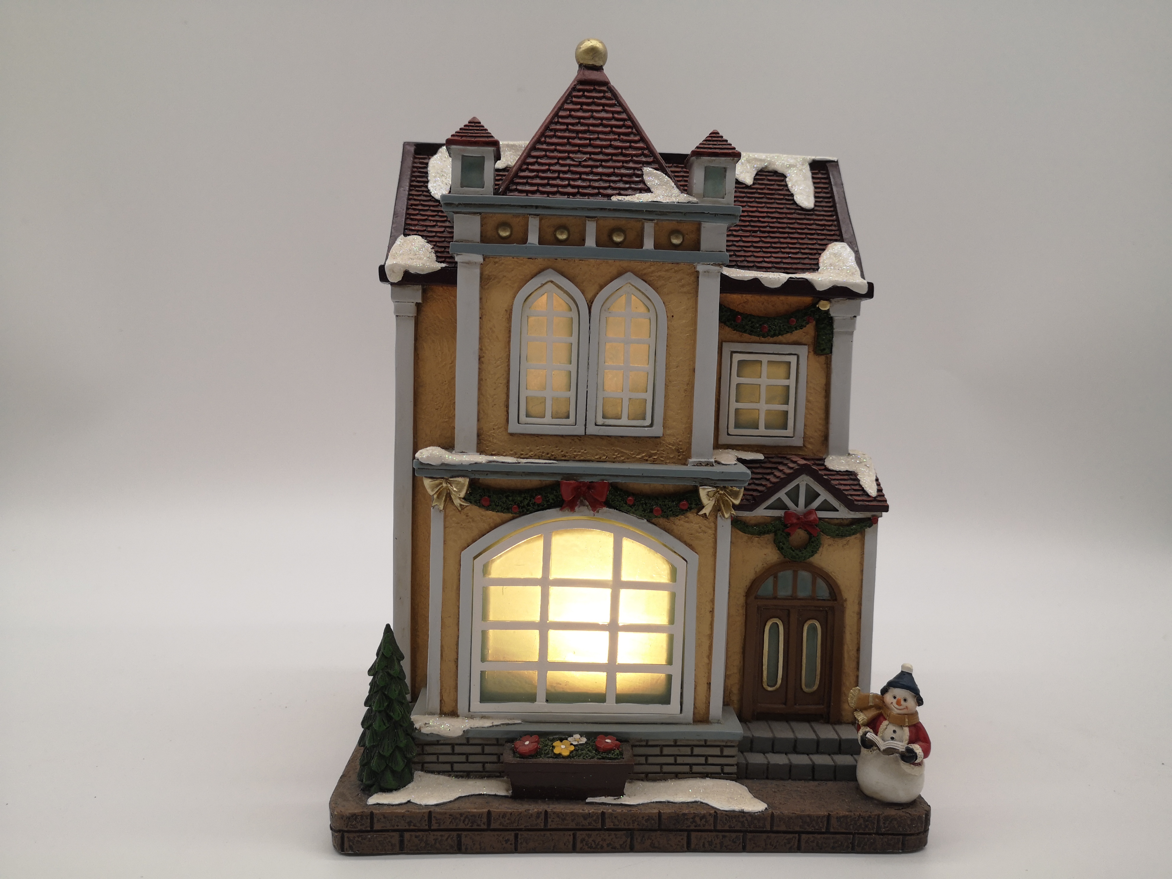Resin Christmas house music bell with LED lights