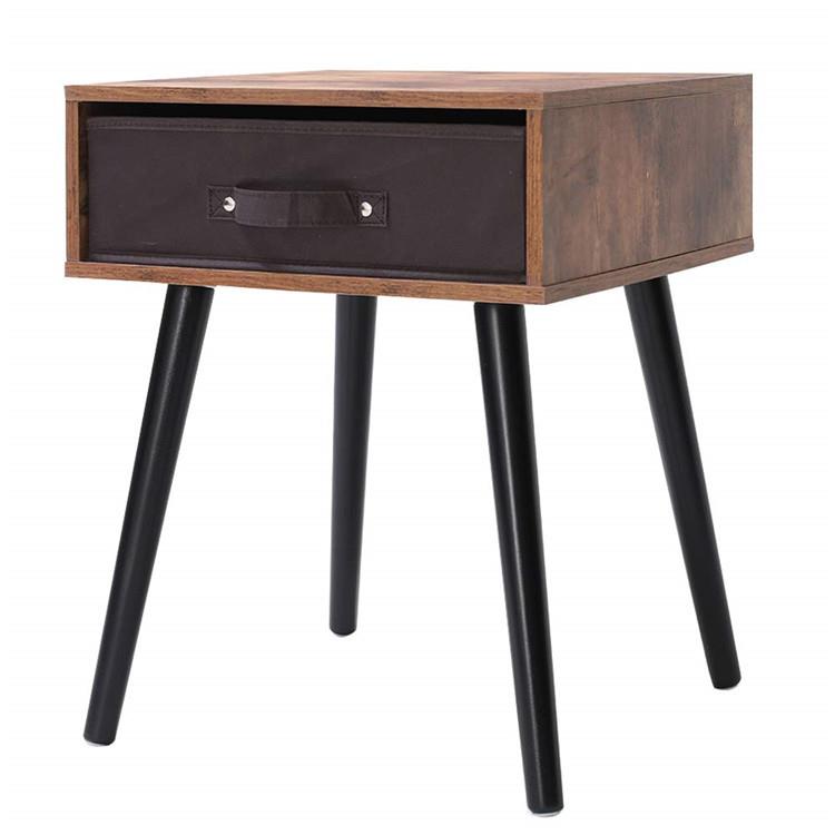 Modern Rectangular Solid Wood Coffee Table With Drawer Brown Nightstand