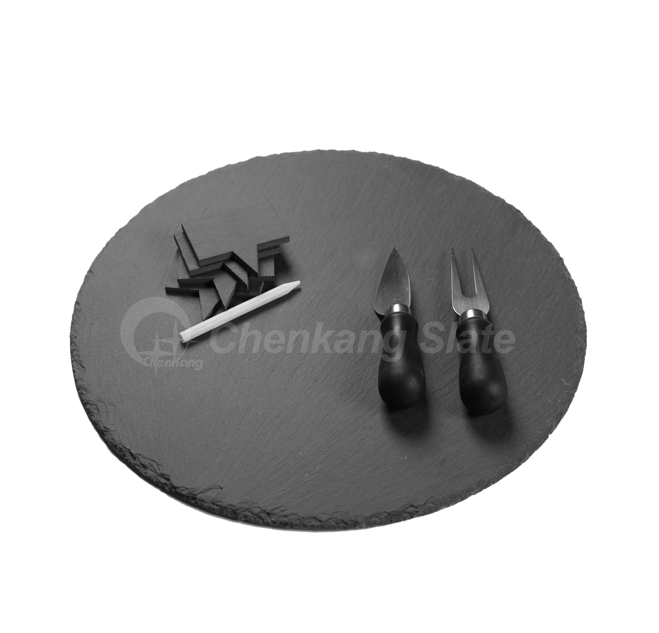 Set of 8, Slate Cheese Set Dia 30cm