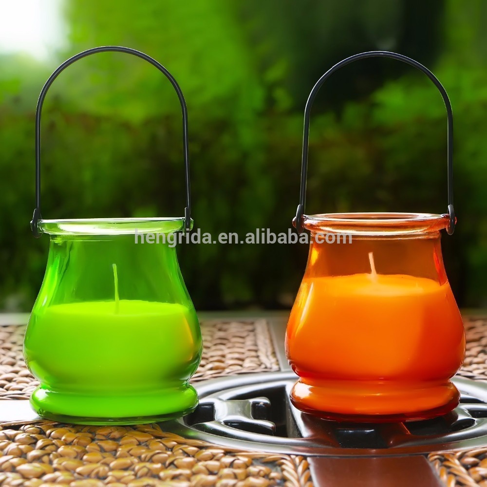 Colorful Glass Mason Jar with Hanging Holder