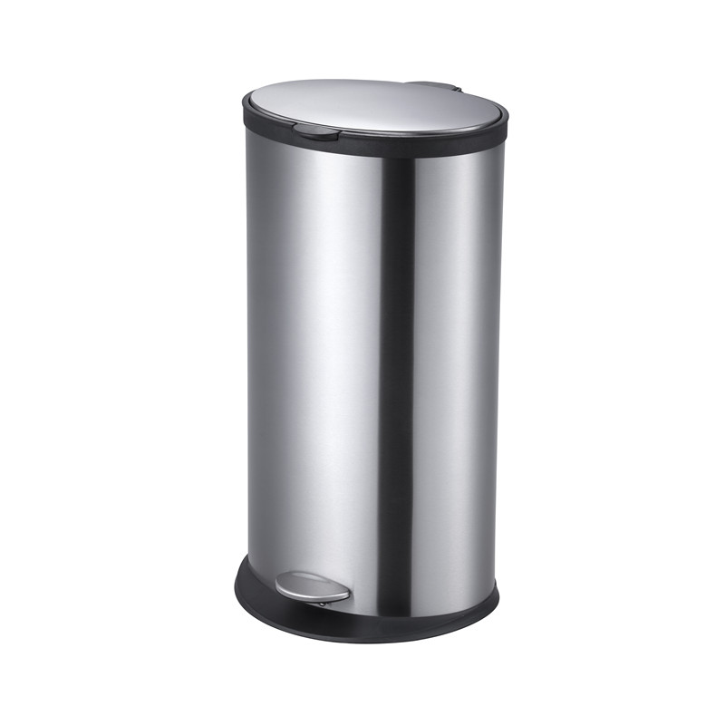 Stainless steel oval trash can with soft close