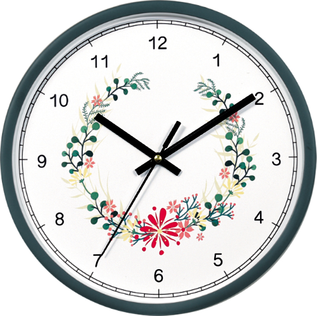Wall clock; quartz clock; best sale; plant; promotion; gift; simple round clock; 12inch 30cm