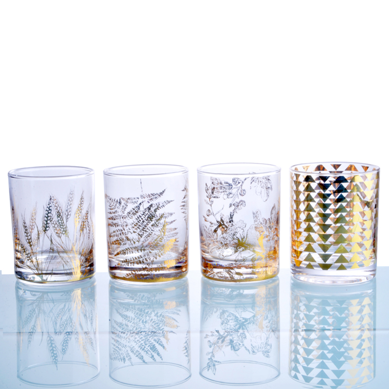 Golden decanter glass, whisky glasses