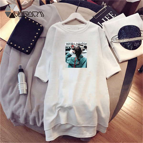 Summer Tshirt Dress Women Short Sleeve White Black Dress Casual Loose Clothes Vestidos Party Dresses Plus Size 4XL Girls 2020