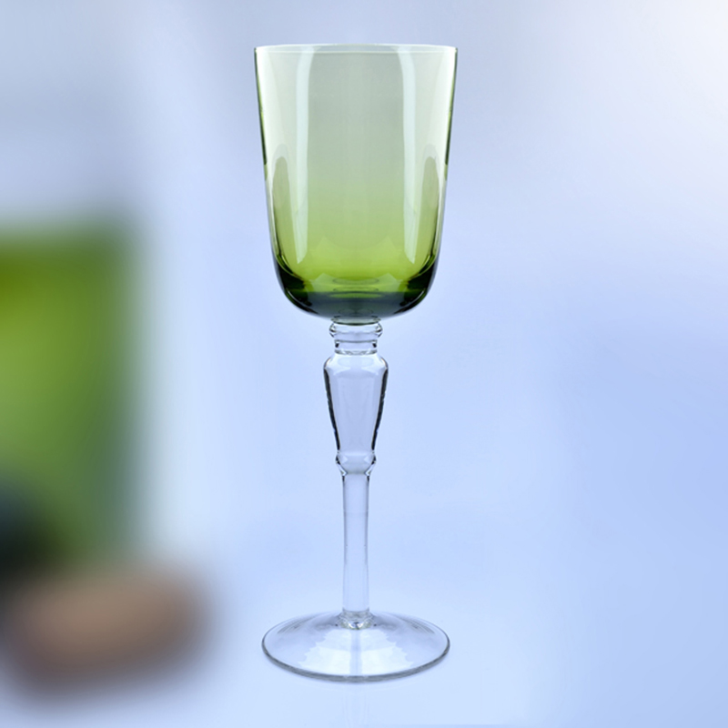 Green Solid Color Red Wine Glass with Long Stem