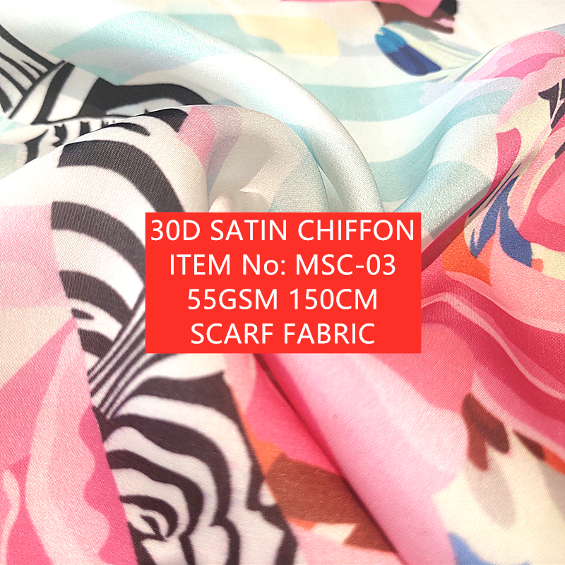 Satin Chiffon 30d Light Sikly Women Garment Scarf Fabric