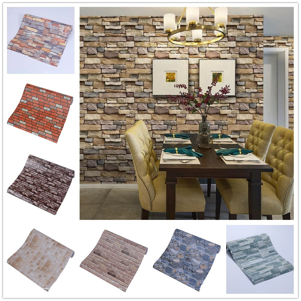 Self Adhesive 3D Brick Design Wallpaper
