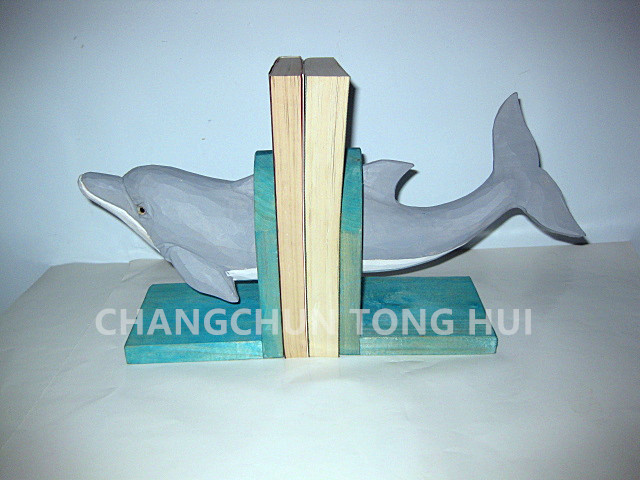 wood carved animal bookends