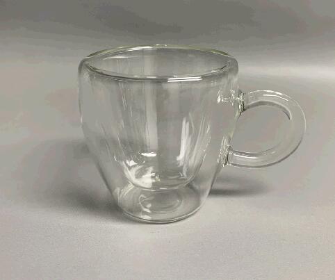 Hot Selling Hand Made Espresso Type Double wall glass cup with handle ODM OEM Dishwasher Safe