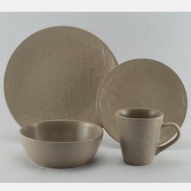 Embossed Stoneware Colored Dinner Sets 16pcs