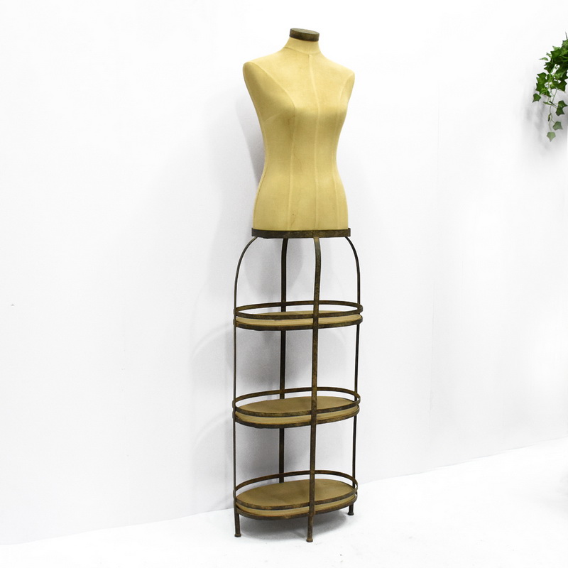 Luckywind 69 inchVintage Rustic Headless Design Plastic Wood Display Body Dress Form Female Mannequin With 3 tier Wooden Rack