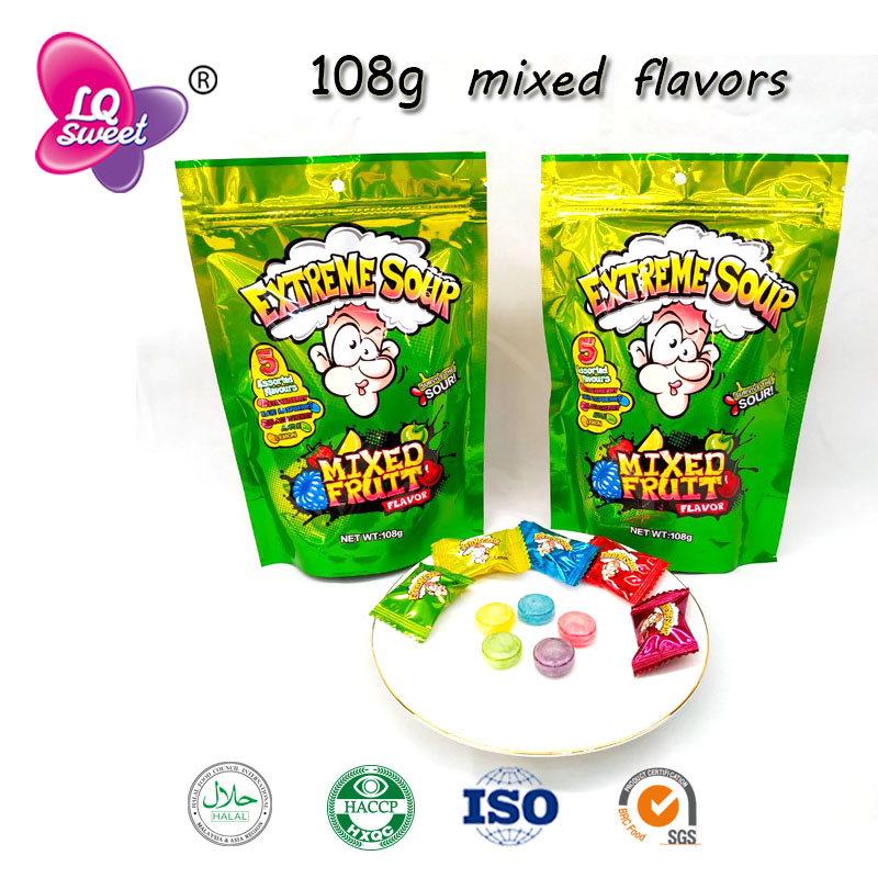 108g Bag mixed Extreme sour hard fruity candy