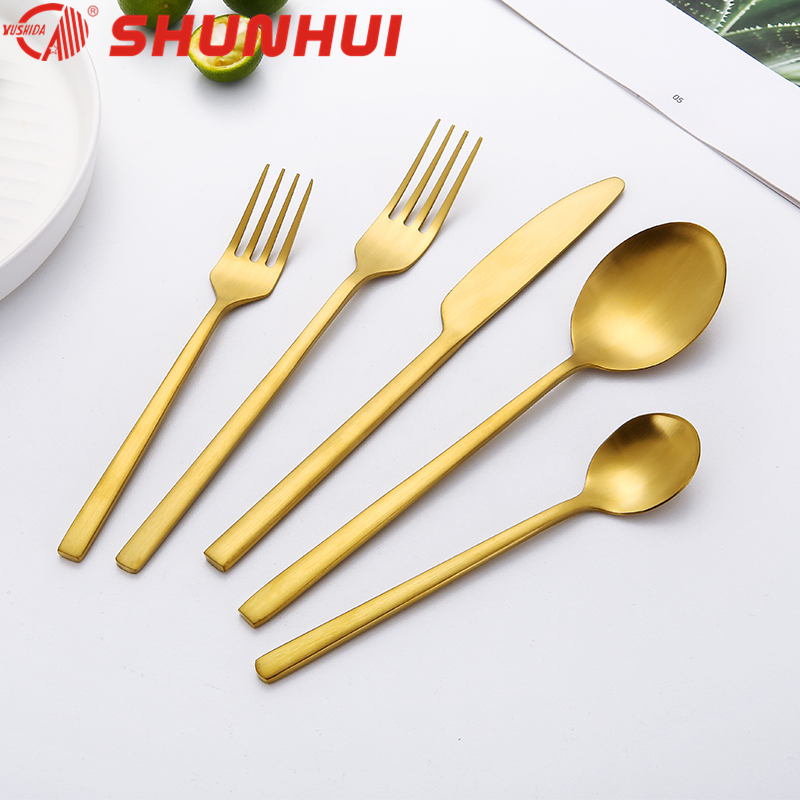 SH2022 Gold Cutlery Plated Stainless Steel Flatware Set For Wedding