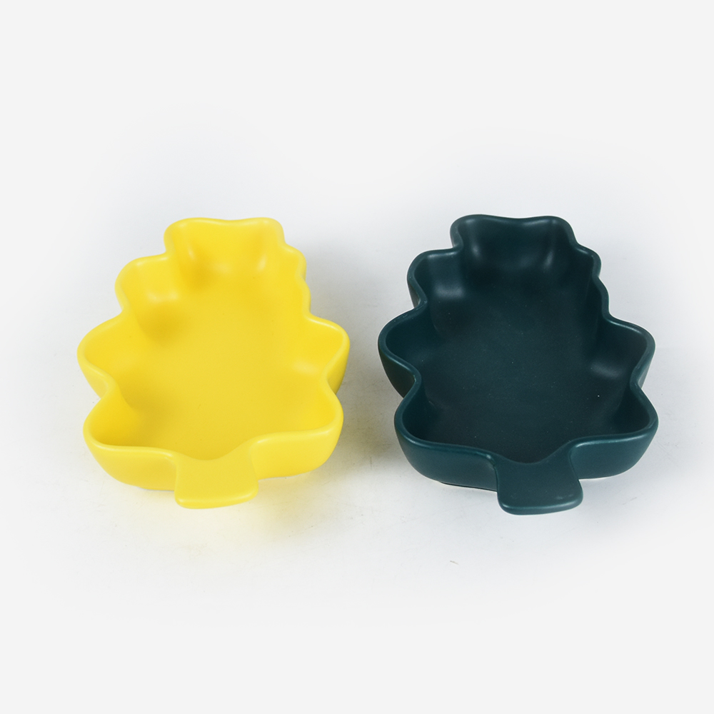 7'' ceramic tree shape baking dish in 1 color matter glaze