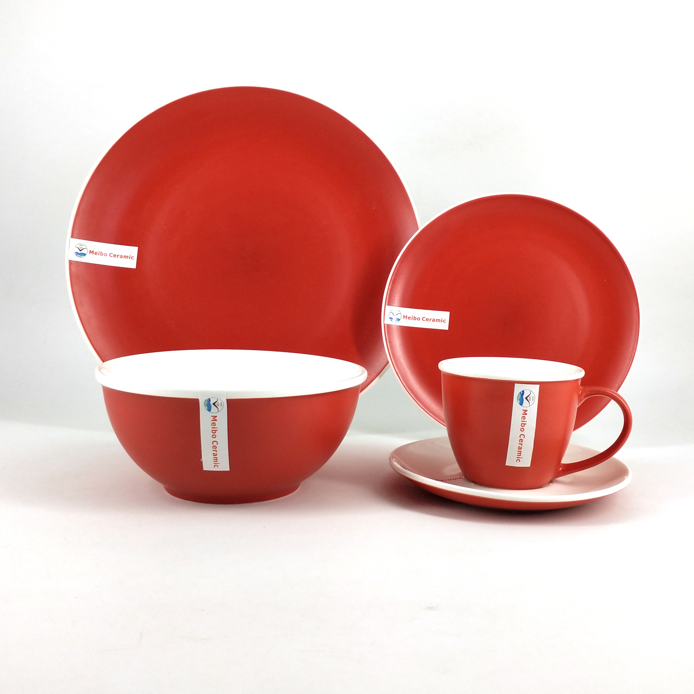 new bone china solid color glazed with rim 16pcs dinner set
