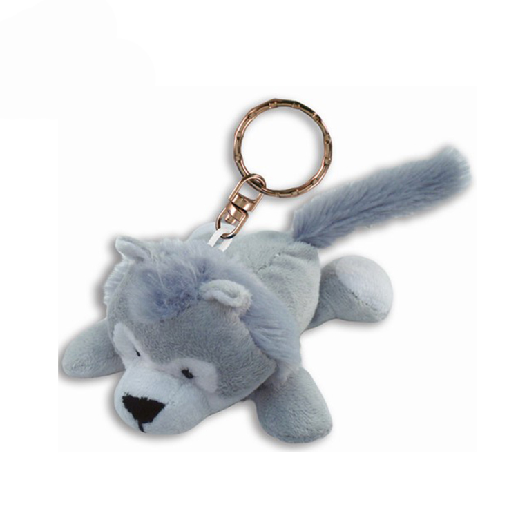 Small size mini size cute stuffed plush wolf keychain toy