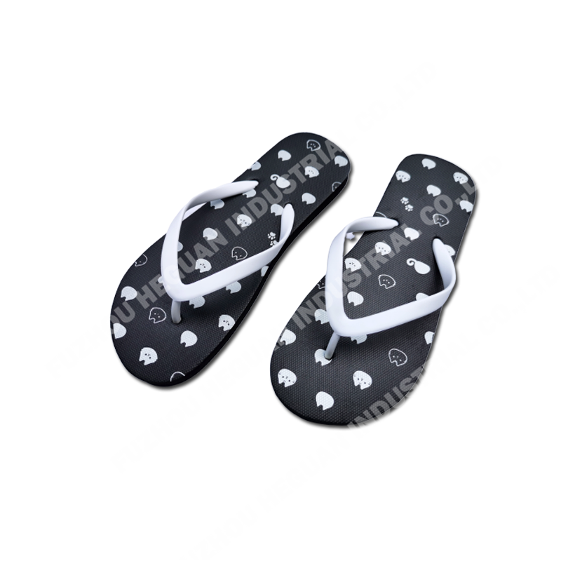 PE lady beach flip flops with silk screen printing
