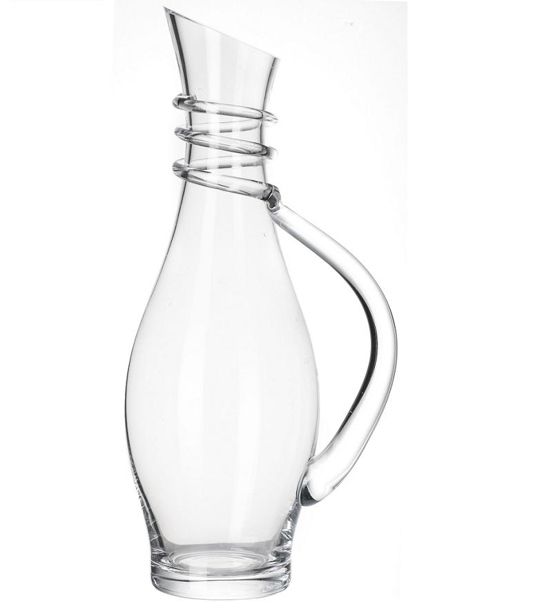 Crystal Glass Decanter With Strips On Neck