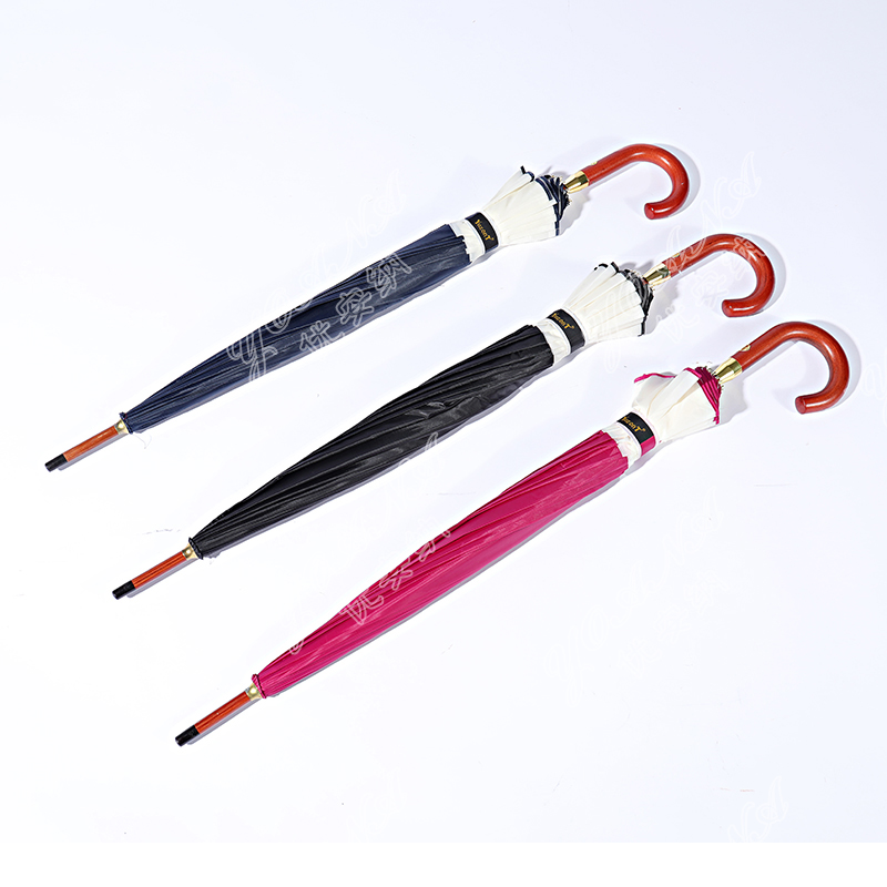 65-16B Straight auto open wooden shaft umbrella