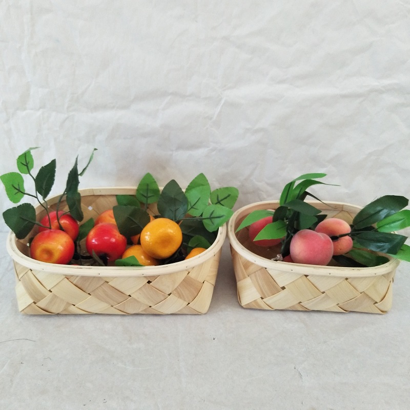 Hand-woven wooden basket bread basket fruit basket