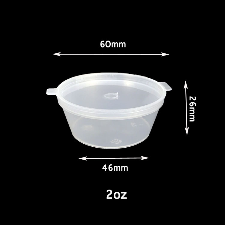 China Canton Fair Yiqiang YQP2 Disposable Plastic Takeaway Round Mini Sauce Cup With Hinged Lid Factory