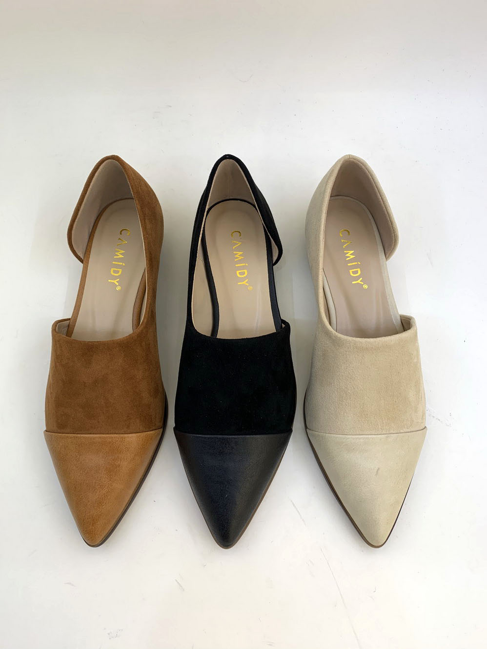 CAMIDYWomen's shoes comfortable pointed-toe flat low-heeled PU shoes