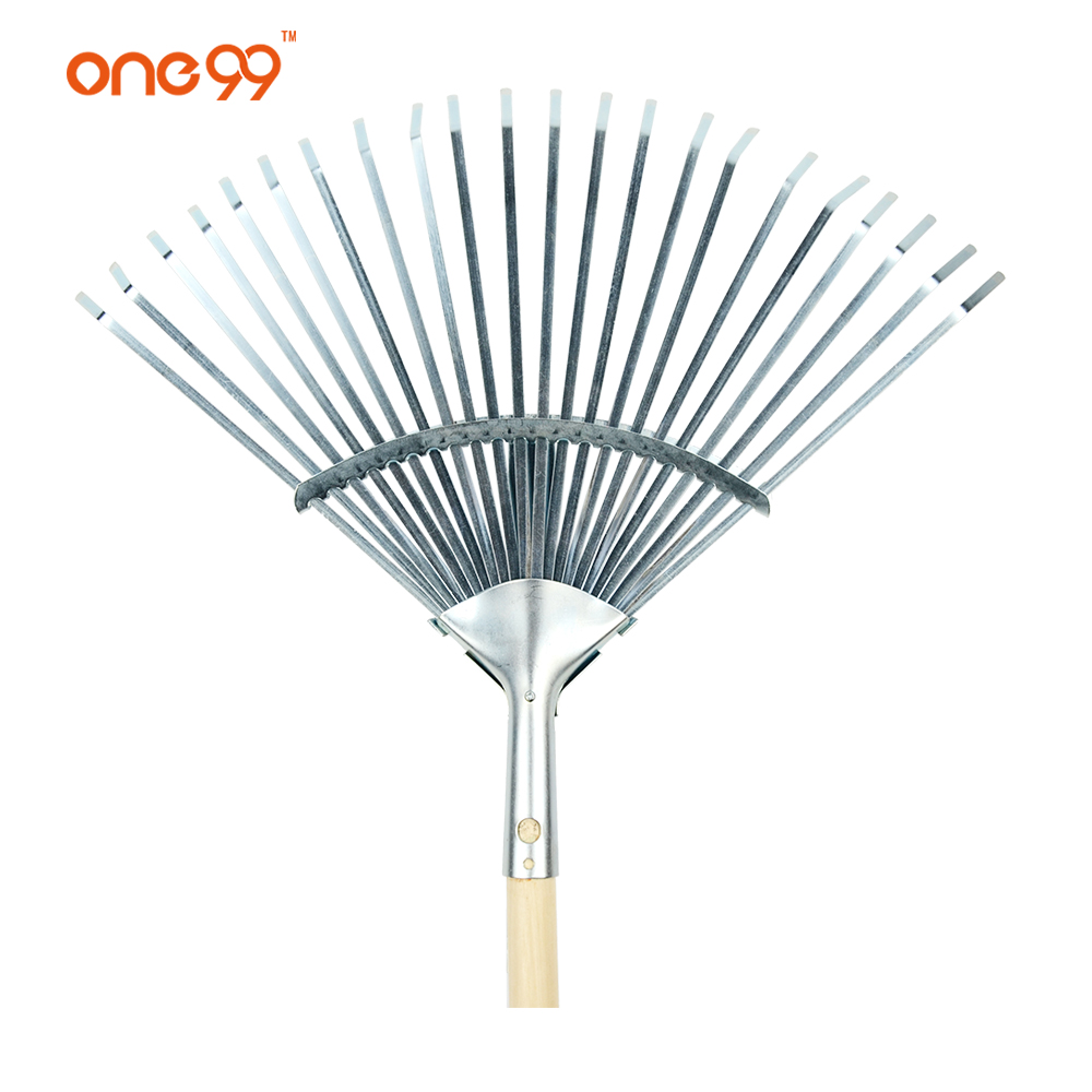 new style 22 teeth galvanized fan adjustable leaf grabber rake