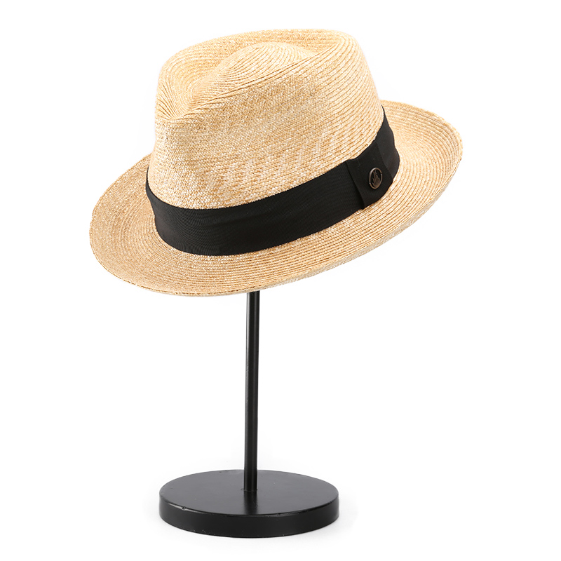 Natural Wheat Straw Braid Fedora Curl Edge Straw Hat