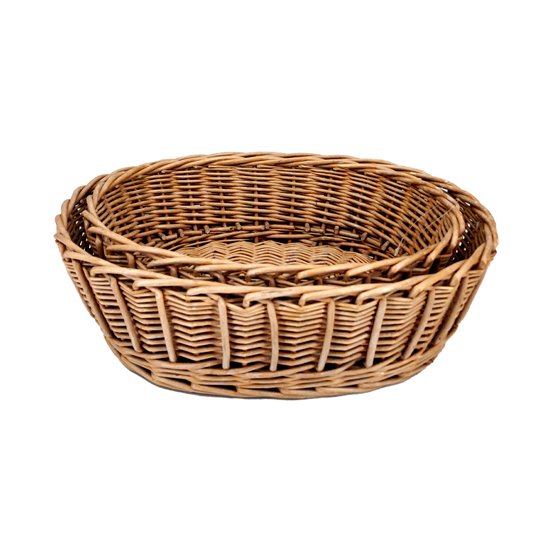 Handmade craft custom display bakery storage basket drawer wicker willow cheap stackable food bread tray