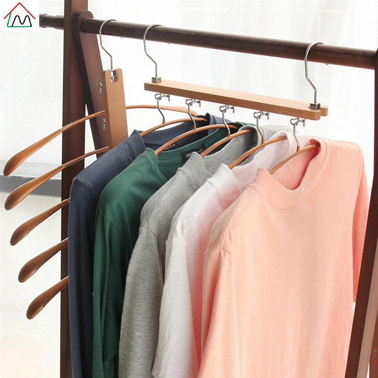 Solid wooden and PVC coated non-slip metal magic storage clothes hanger