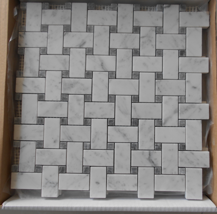 carrara white basketwave mosaic
