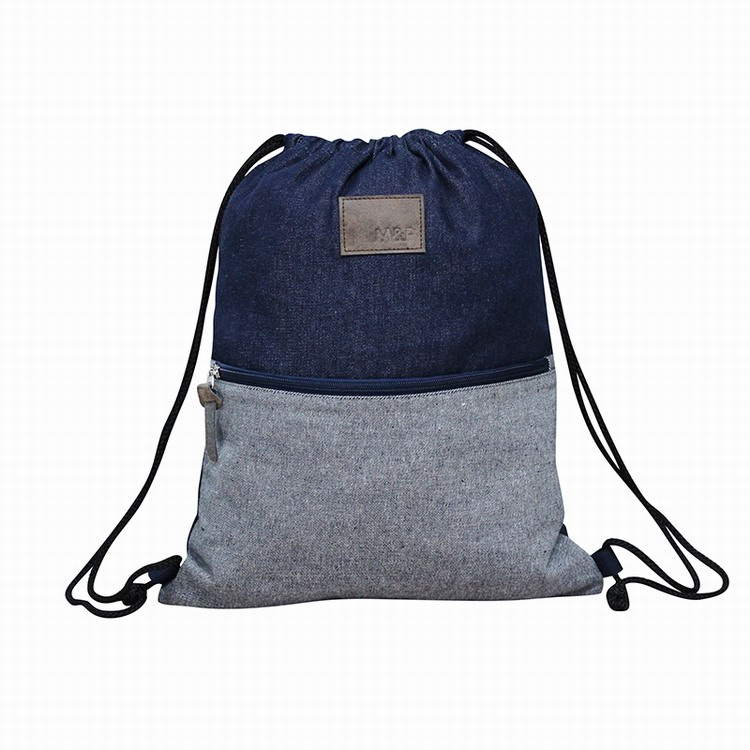 Vintage denim drawstring backpack