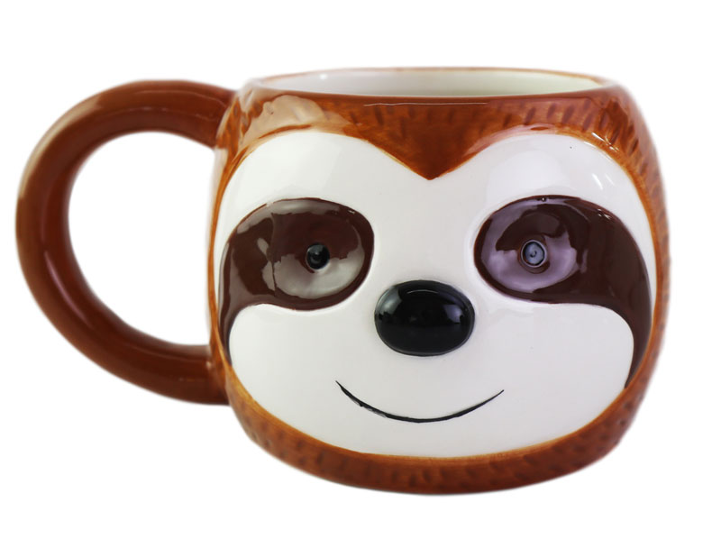 Ceramic hard dolomite animal sloth coffee mug tea cup