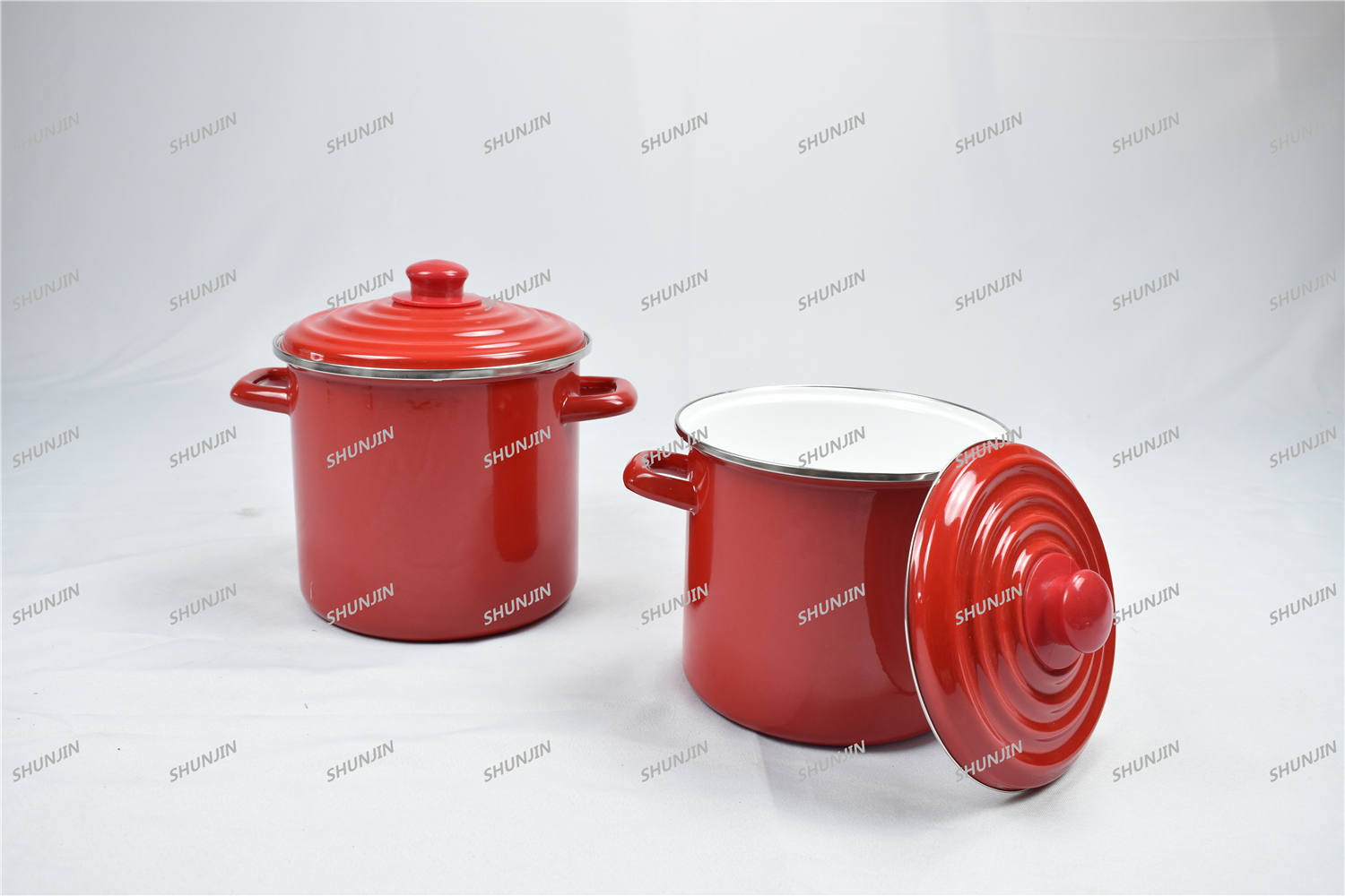 Enamel High Pot w/Hollow Handle