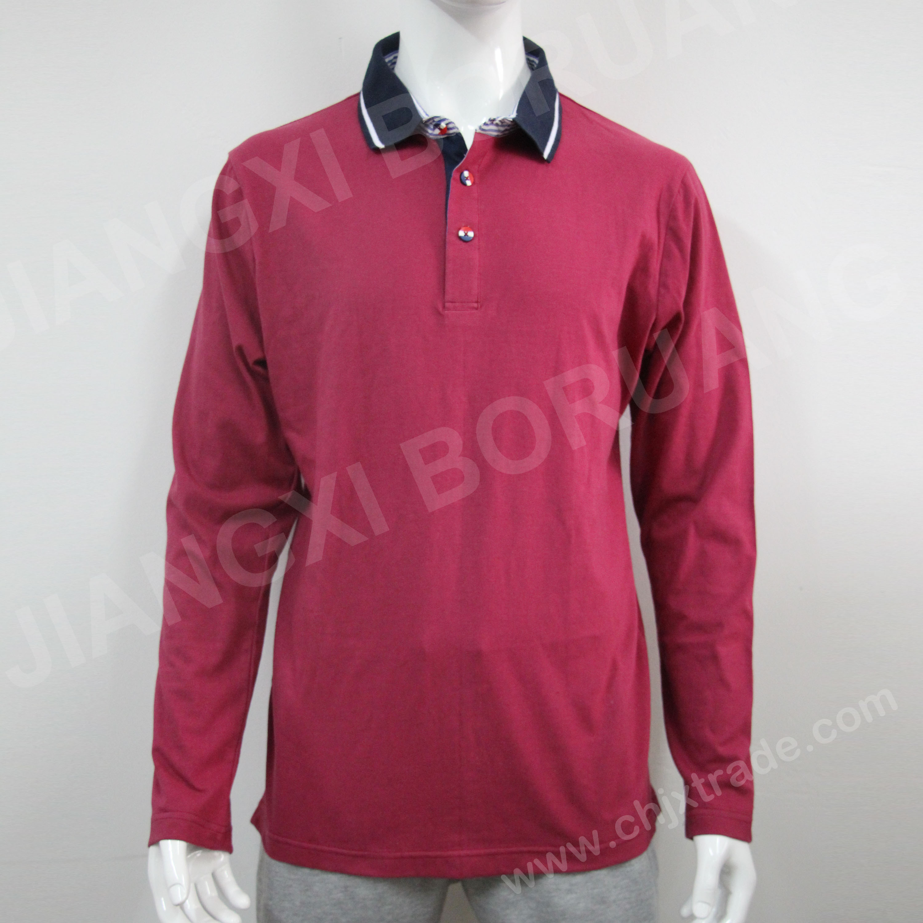 Mens Cvc Jersey Long Sleeve Polo Shirt