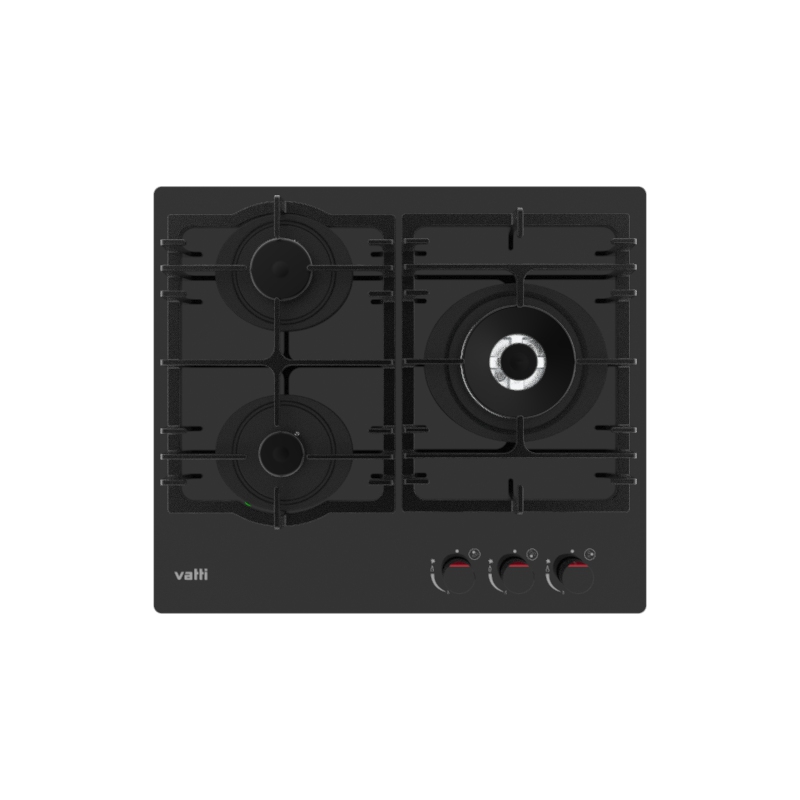 Vatti Chinabest G3610GCP 24 Inches 600mm Gas Cooktops Dual Fuel Sealing 3 Sabaf Burner Gas Stove Tempered Glass Drop-In Built-In Gas Hob