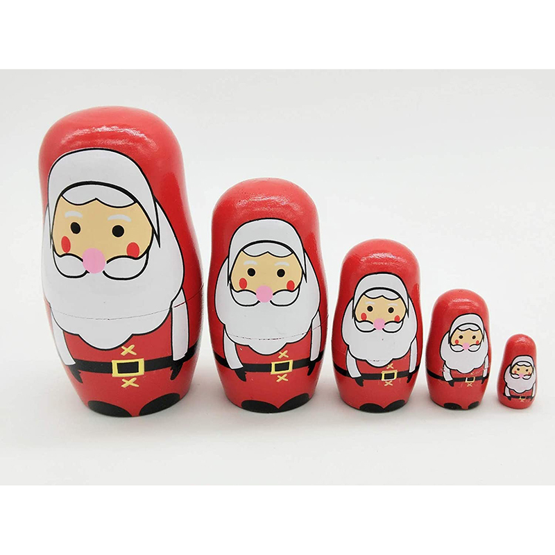 1 Set Christmas Nesting Dolls Russian Wooden Matryoshka Dolls Santa Claus Stacking Toy Dolls Christmas Party Favor Gifts Xmas Stocking Stuffers