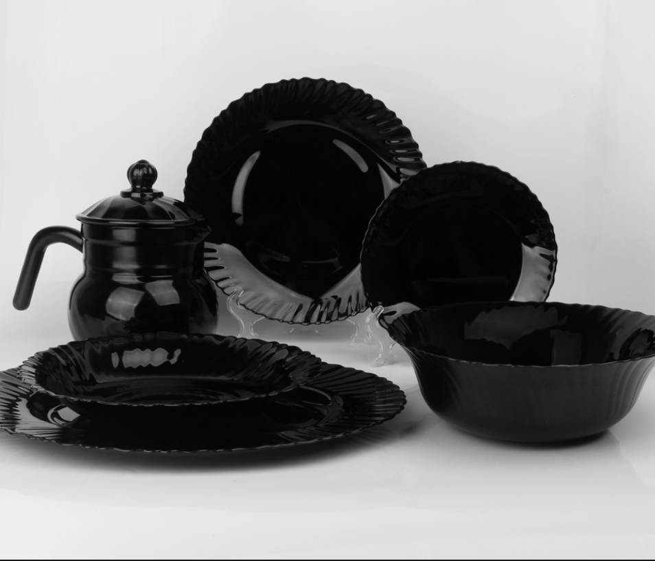 Black Opal glass 33PCS Dinner set