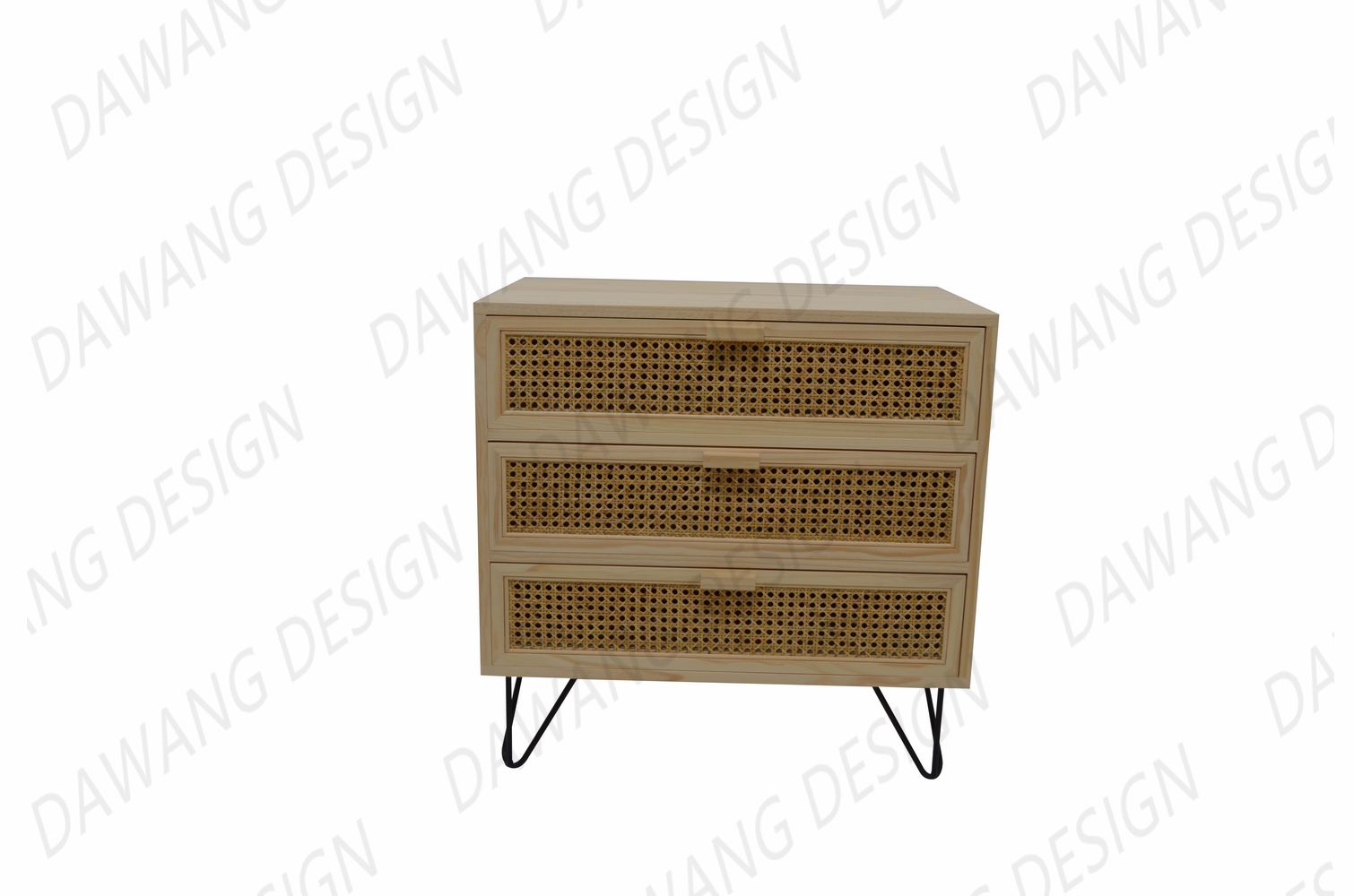 rattan night table with ironwork foot