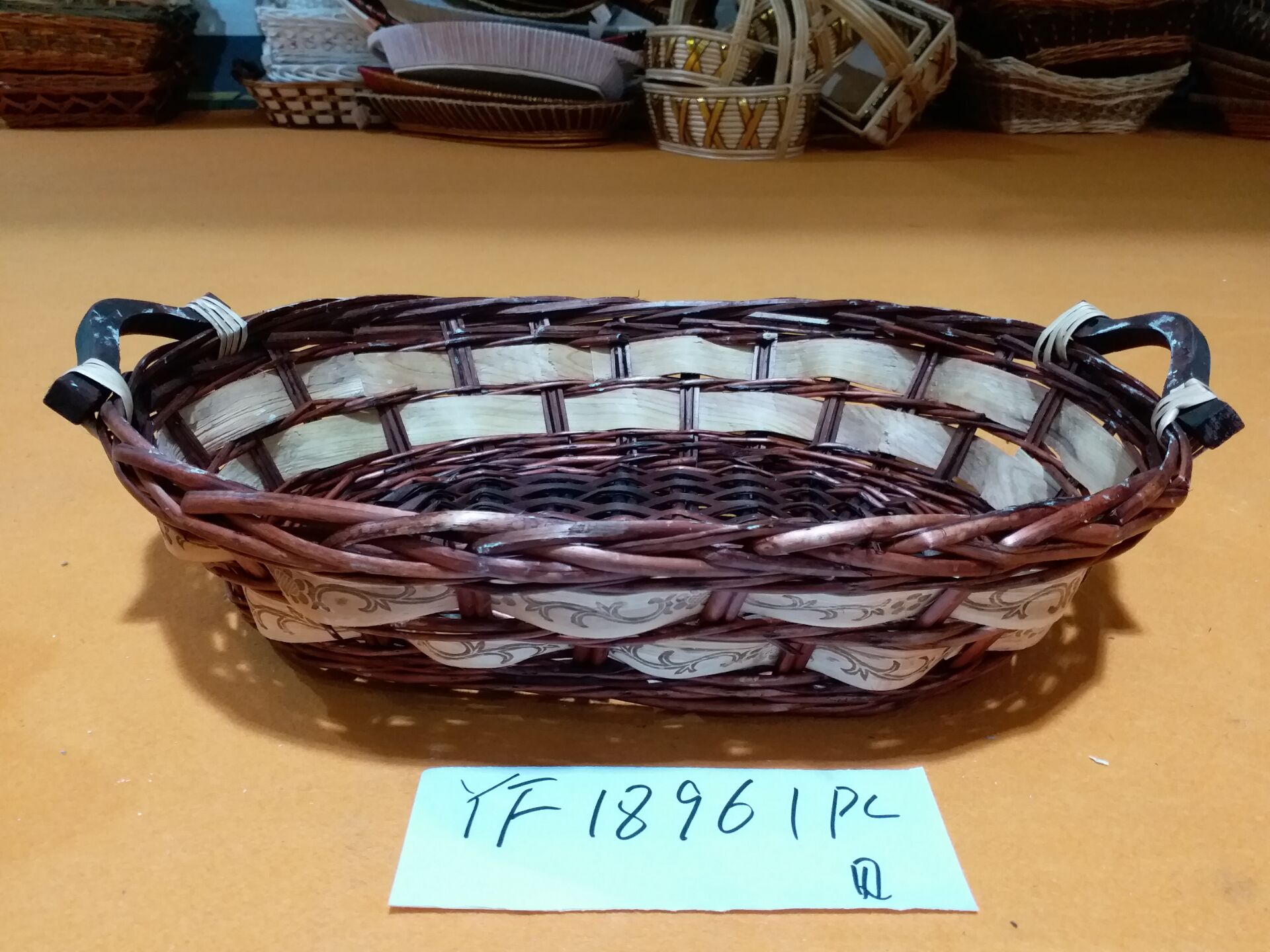 Gushi yufeng LARGE WICKER OVAL BASKET HEAVY DUTY BASKET WITH HANDLES