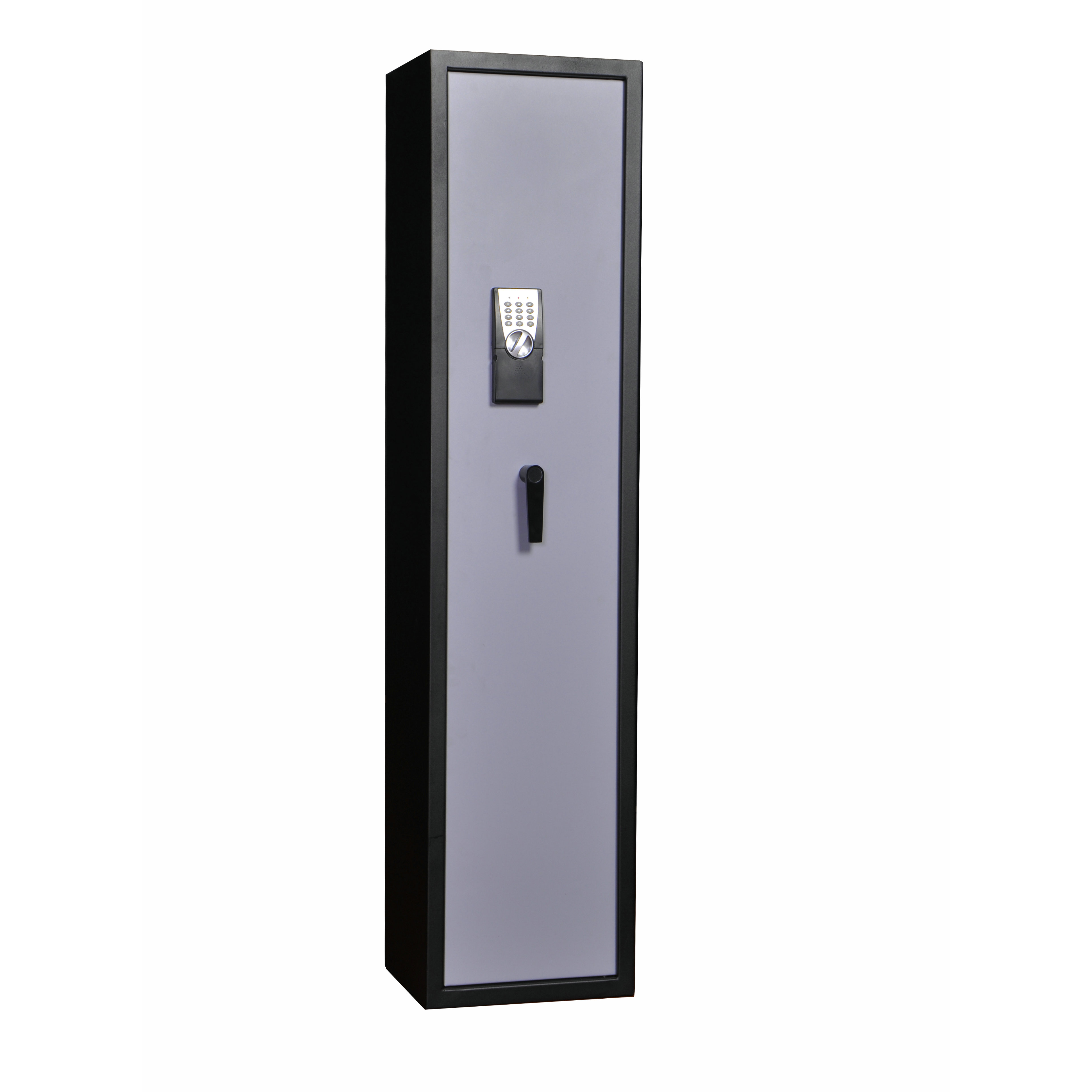 Electronic digital lock gun safe with L handle holding 5 rifle guns