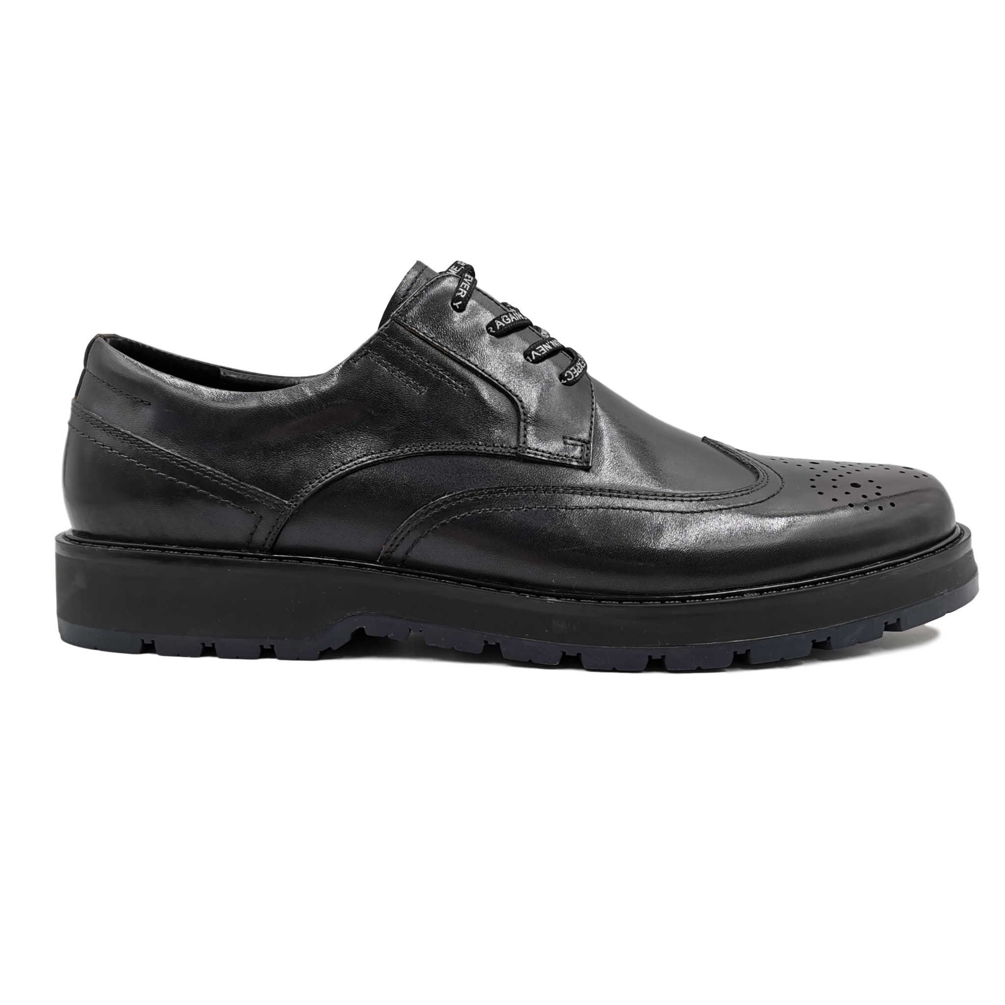 new leather men thick sole lace up shoe