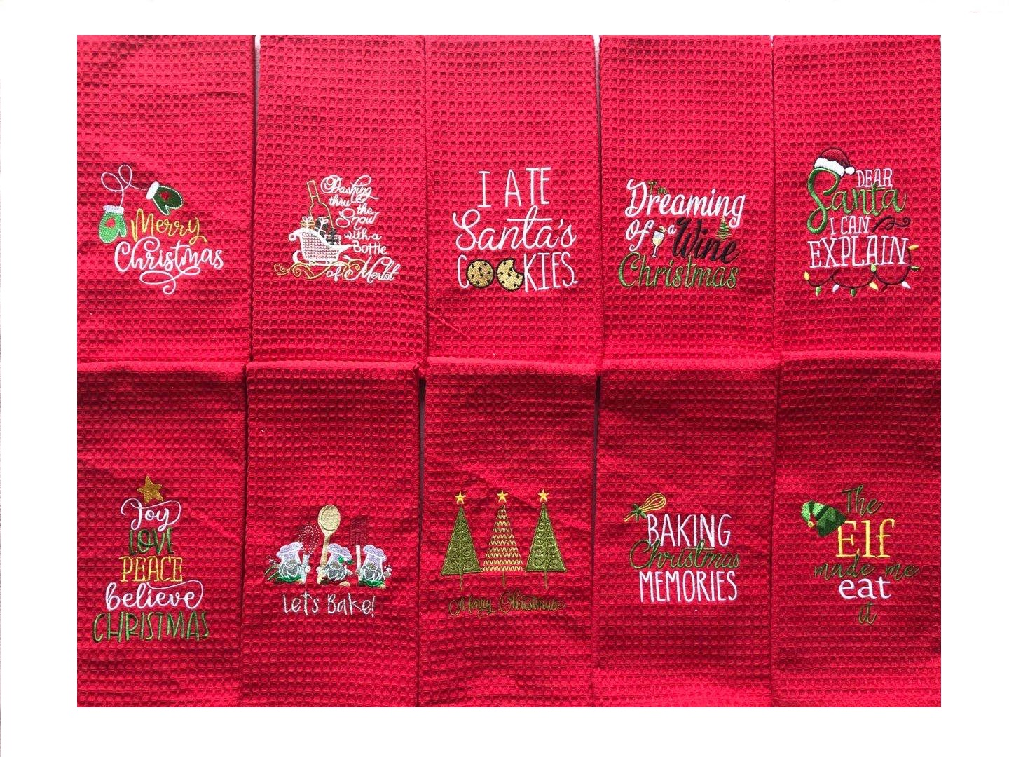 Embroidery Waffle Kitchen Towel