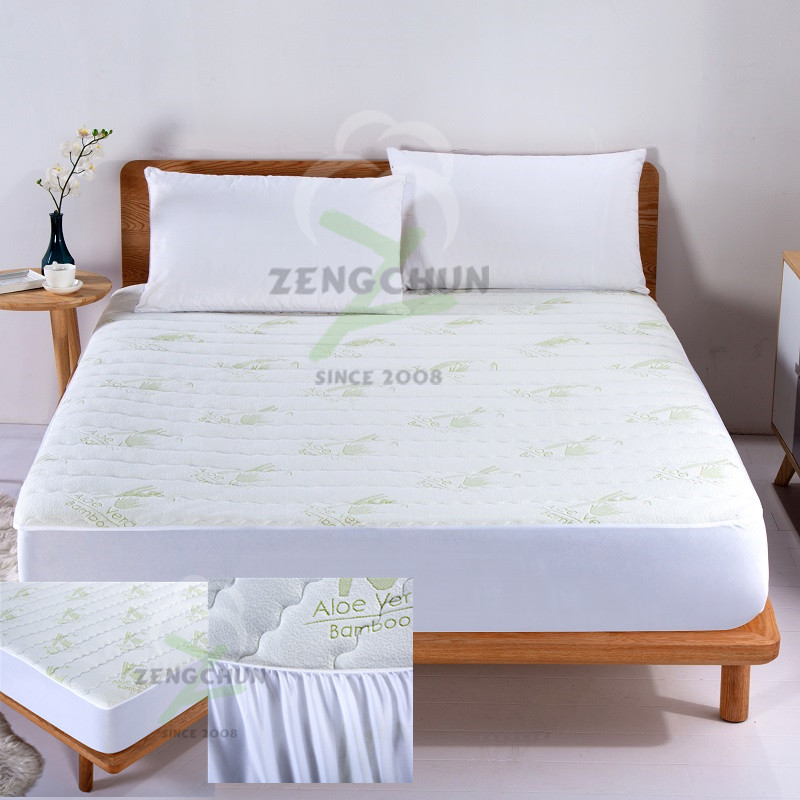 Air-layer natual bamboo jacquard quilted mattress pad Bed Mattress Cover Dust Mite Pillow Covers