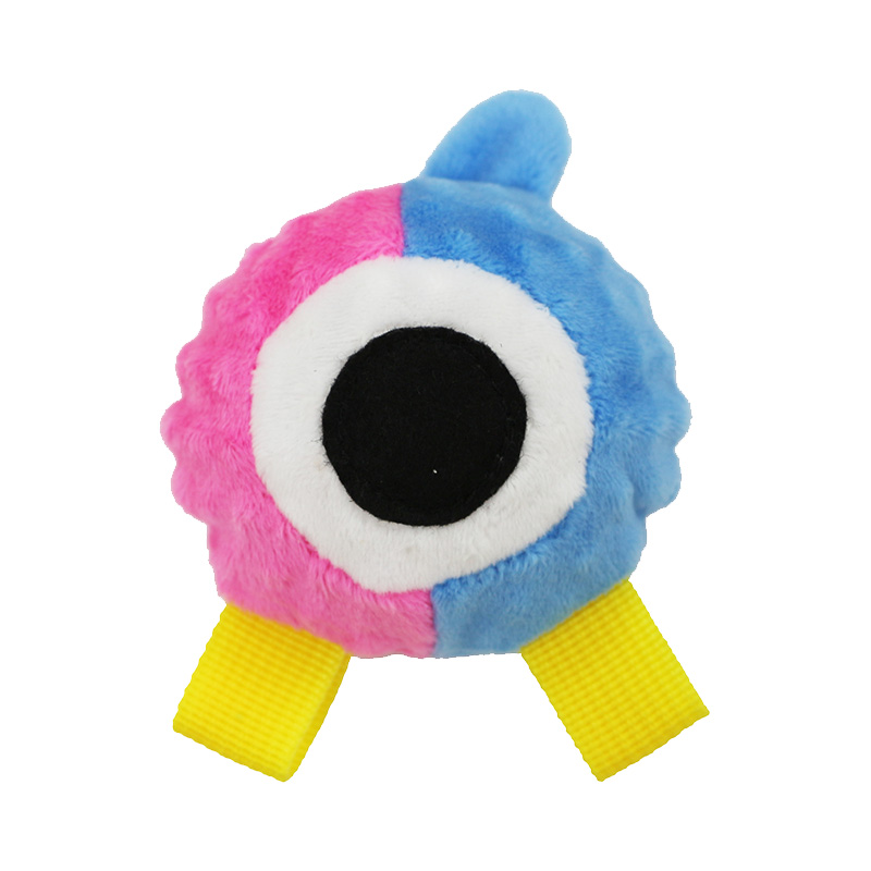 6.5cm Plush Big Eye with TPR Burr Ball inside for clean teeth -S BB whistle Dog Pet Toys