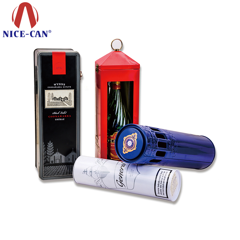 Telephone Booth Shaped Tin Boxes for Wine Bottle Packaging with Handle Ring
