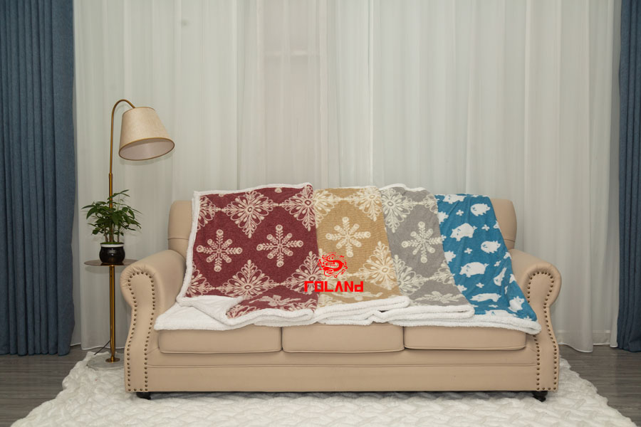 Cationic Jacquard Micro Plush With Sherpa Backside 2 Layer Blanket/Throw