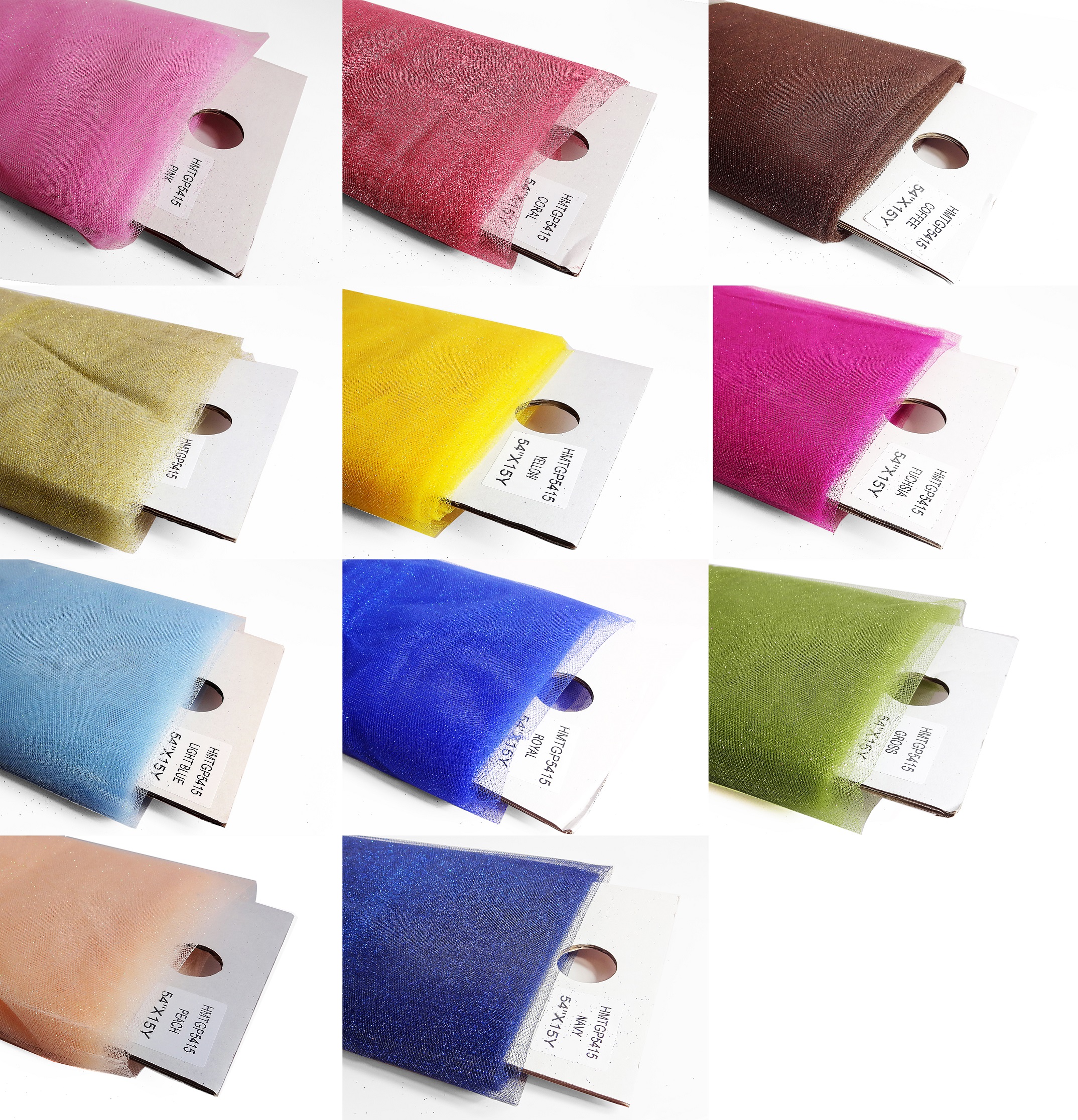 100% Polyester Wedding Decoration Tulle Roll Colorful Breathable Mesh Fabric for Evening Dress