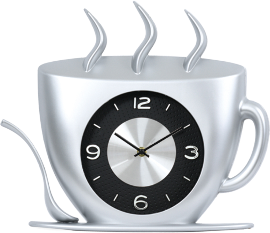 Wall clock; quartz clock; best sale; Kitchen clock; teacup; gift; creative clock; aluminium; hot stamp