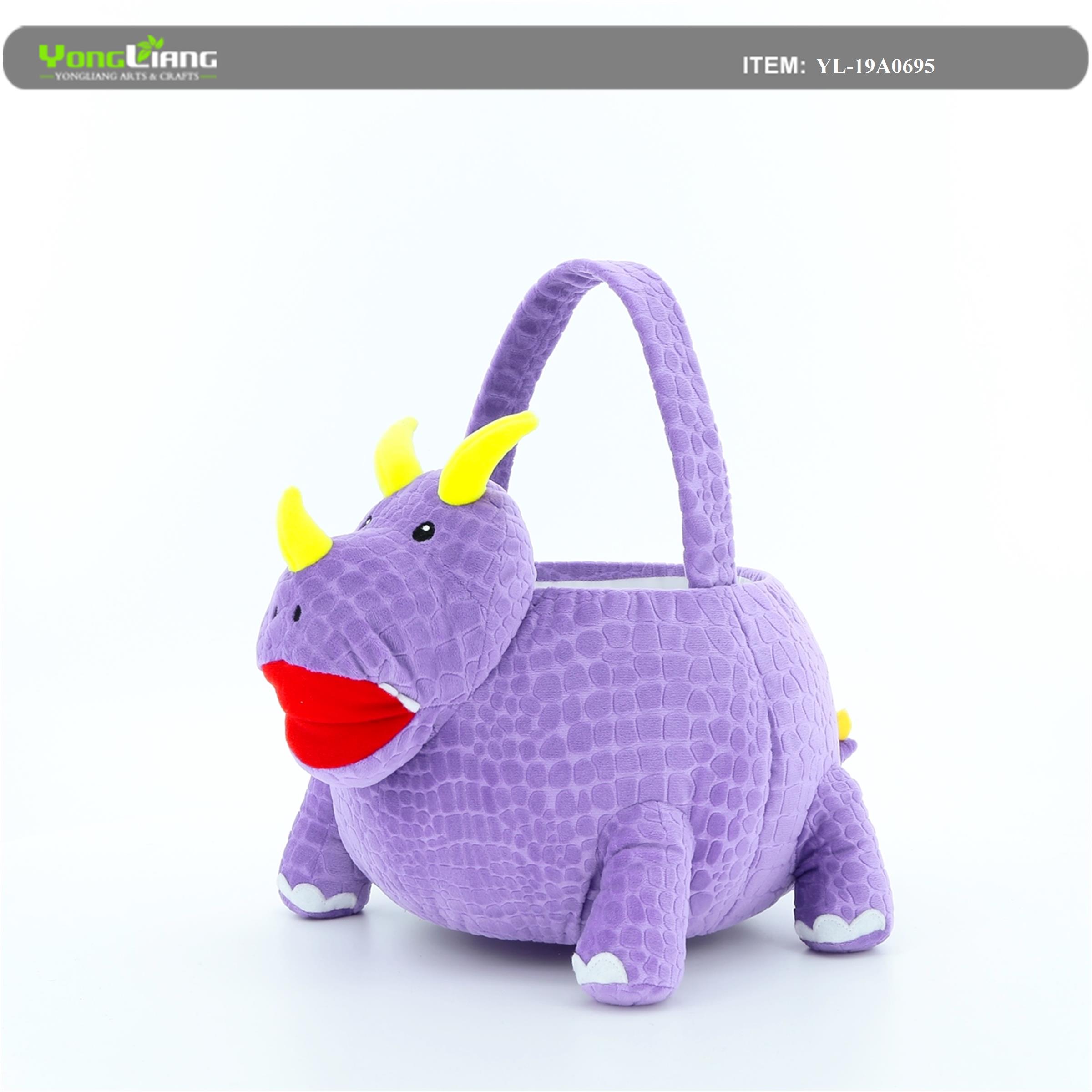 City Streets Dinosaur Medium Plush Kids Easter Egg Basket